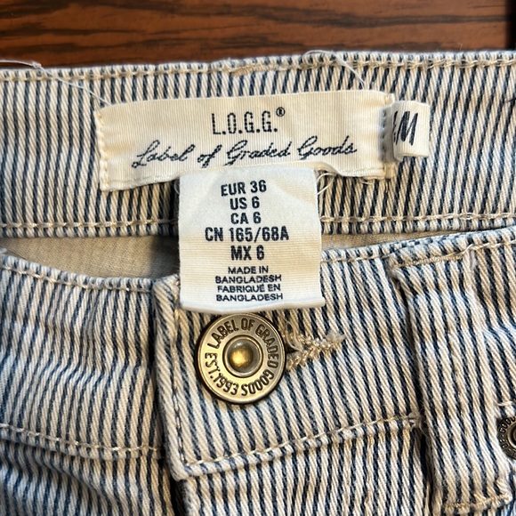 H&M L.O.G.G Hickory Striped Skinny Pants in Excellent Condition sz 6 - Picture 3 of 4
